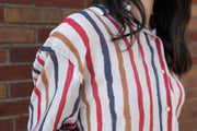 American Stripes Chiffon Button Down Blouse