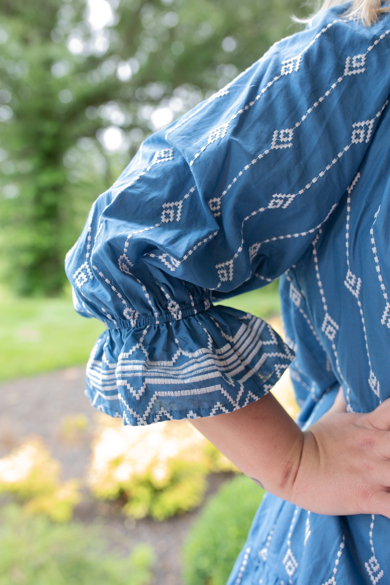 aztec denim dress Aztec Embroidered Denim Dress