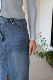 Baby Blue Ribbed Button Up Sweater