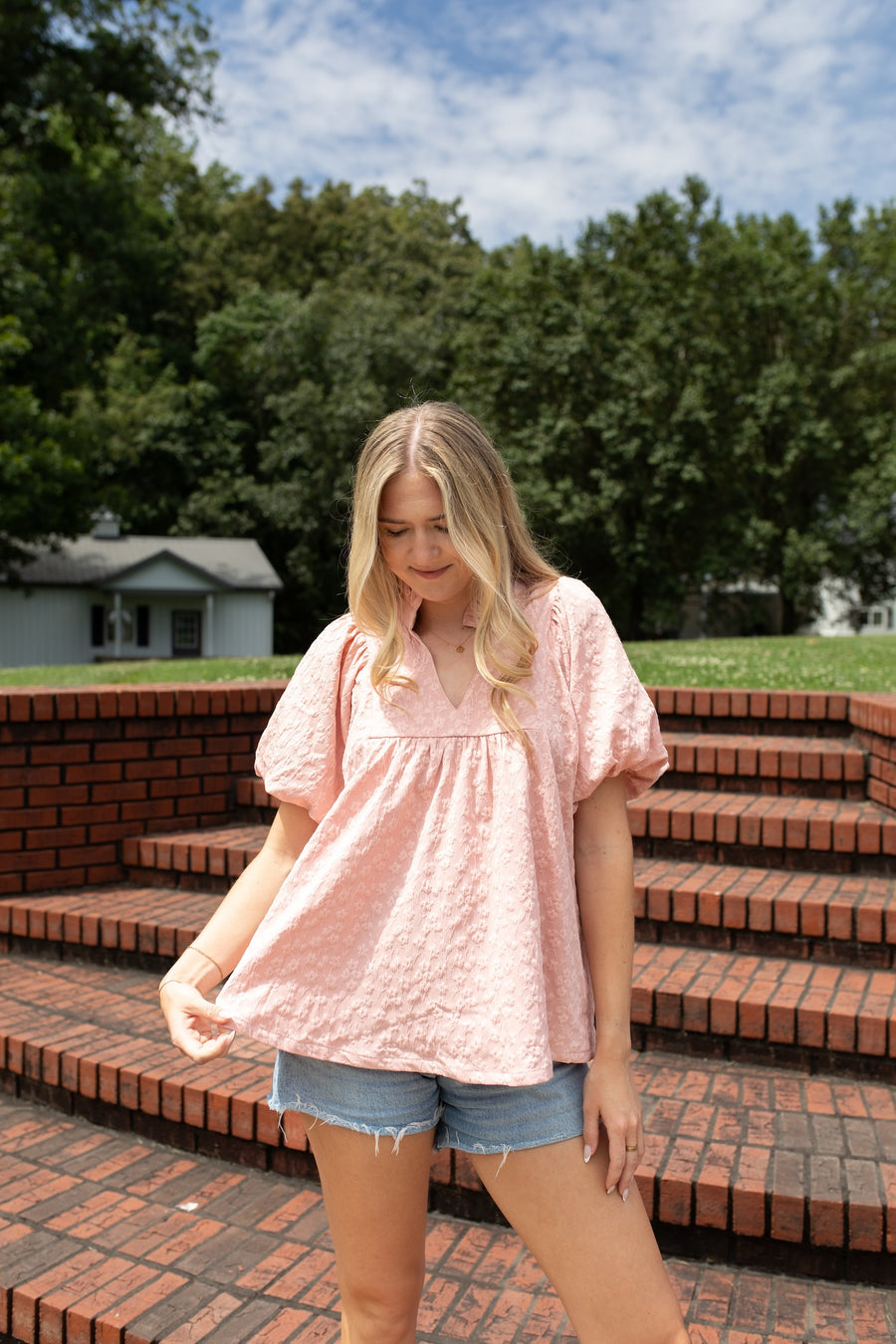 Blush and Bloom Puff Sleeve Blouse