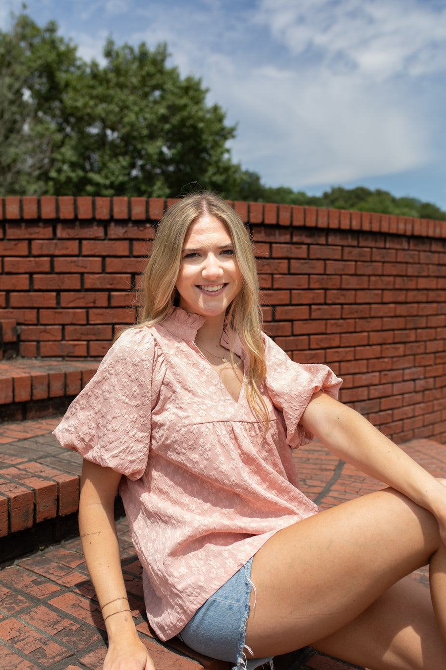 Blush and Bloom Puff Sleeve Blouse