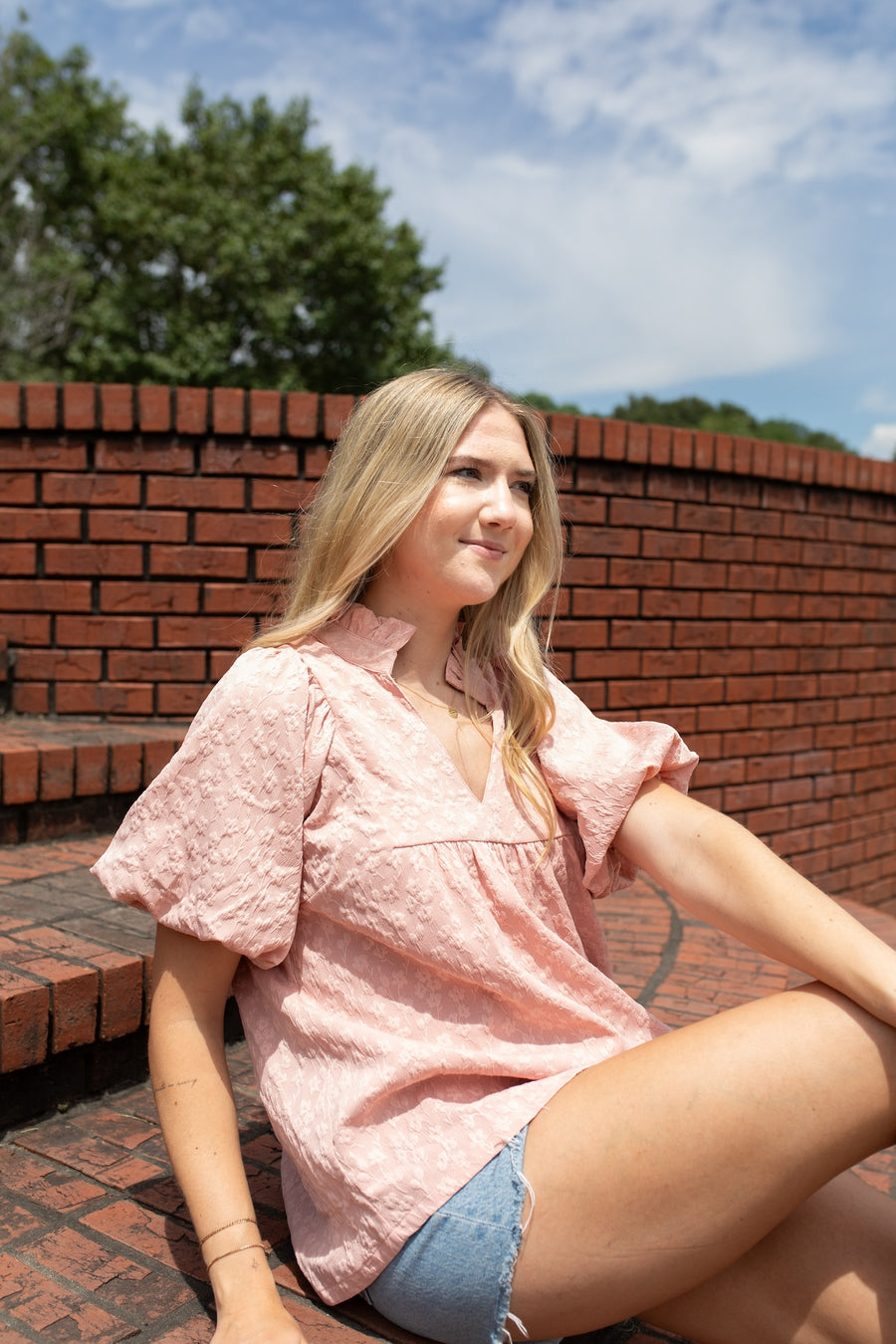 Blush and Bloom Puff Sleeve Blouse