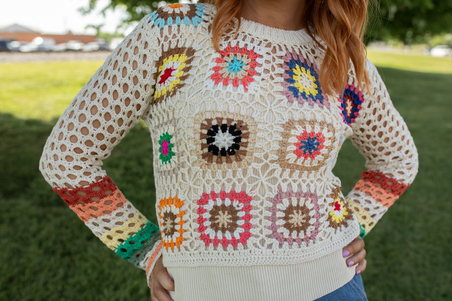 Boho Bliss Multicolor Crochet Top