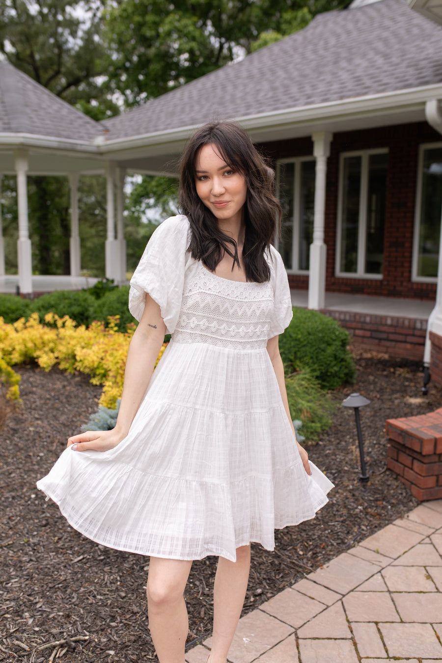 Boho Delight Bubble Sleeve Babydoll Dress