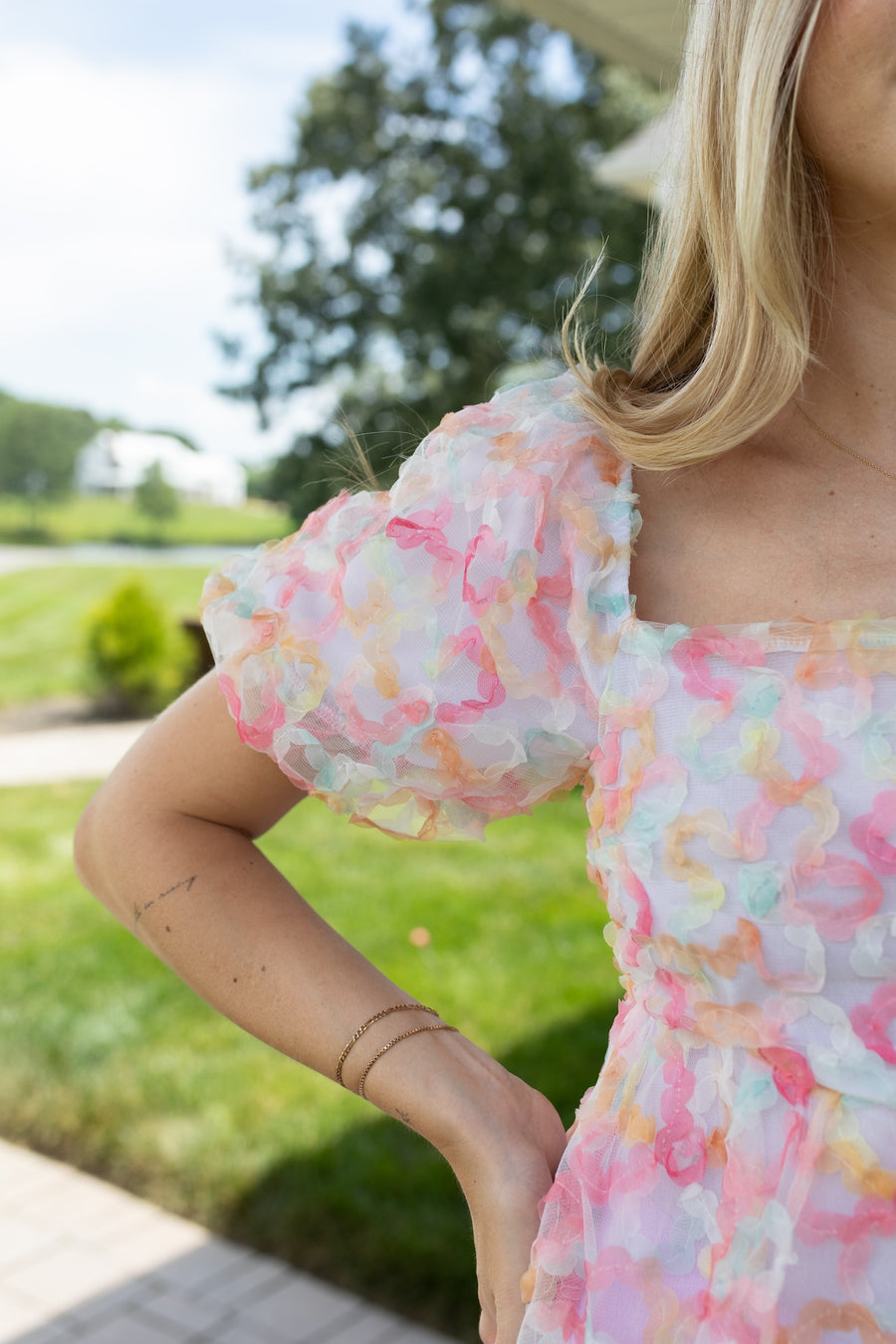 Burst of Color Peplum Puff Sleeve Blouse