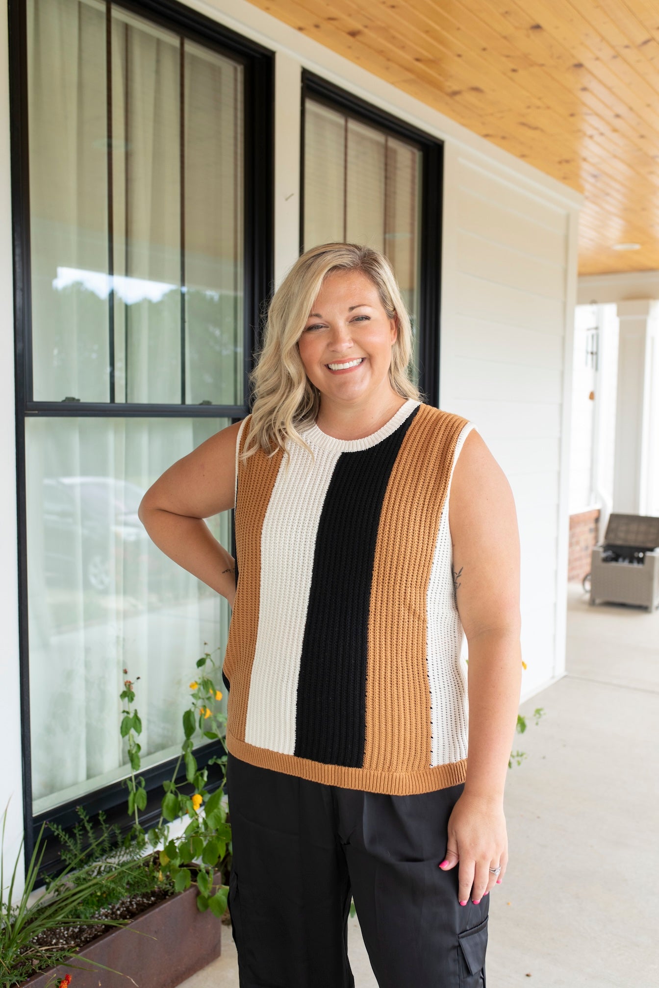 Calico Sleeveless Sweater Vest