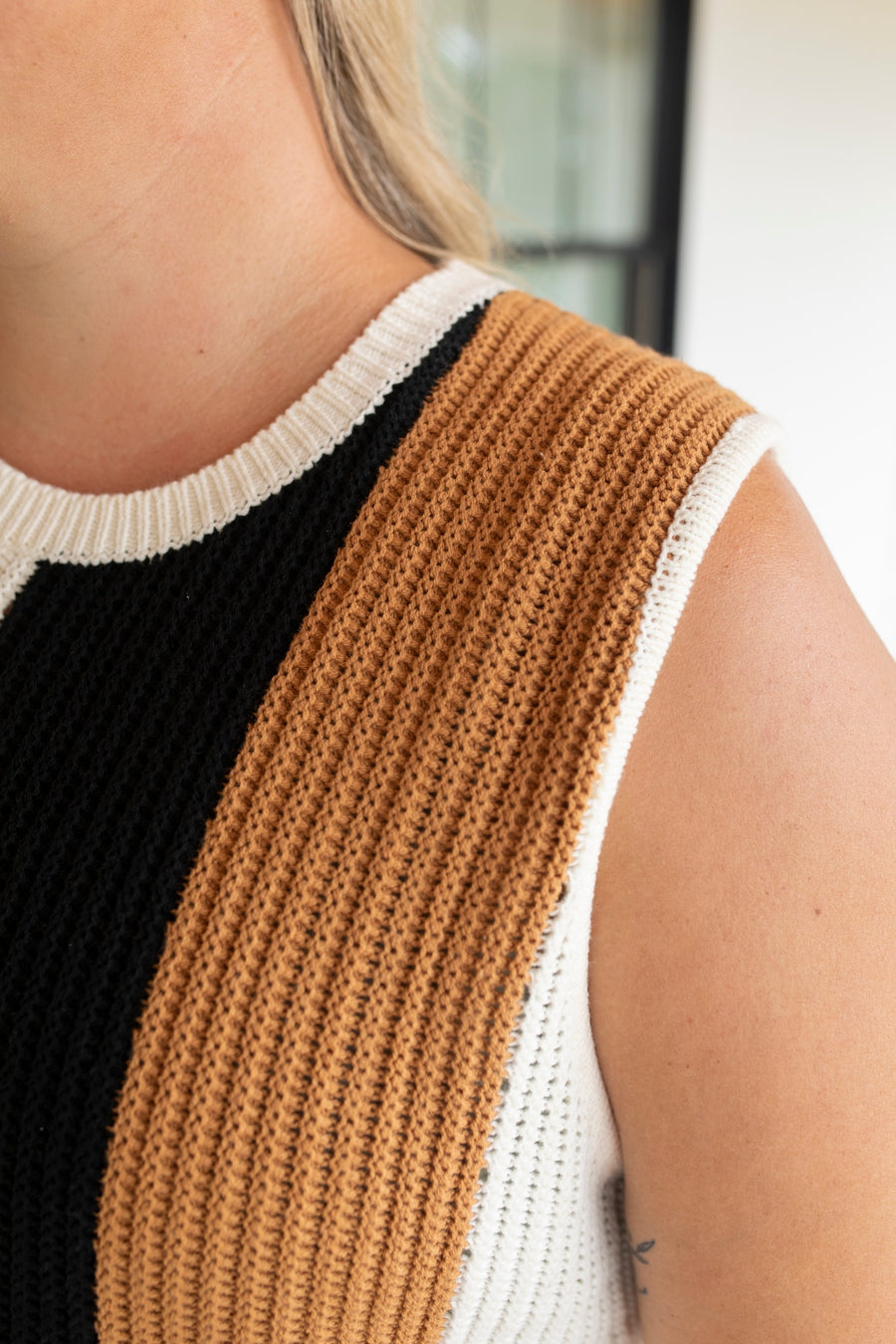 Calico Sleeveless Sweater Vest