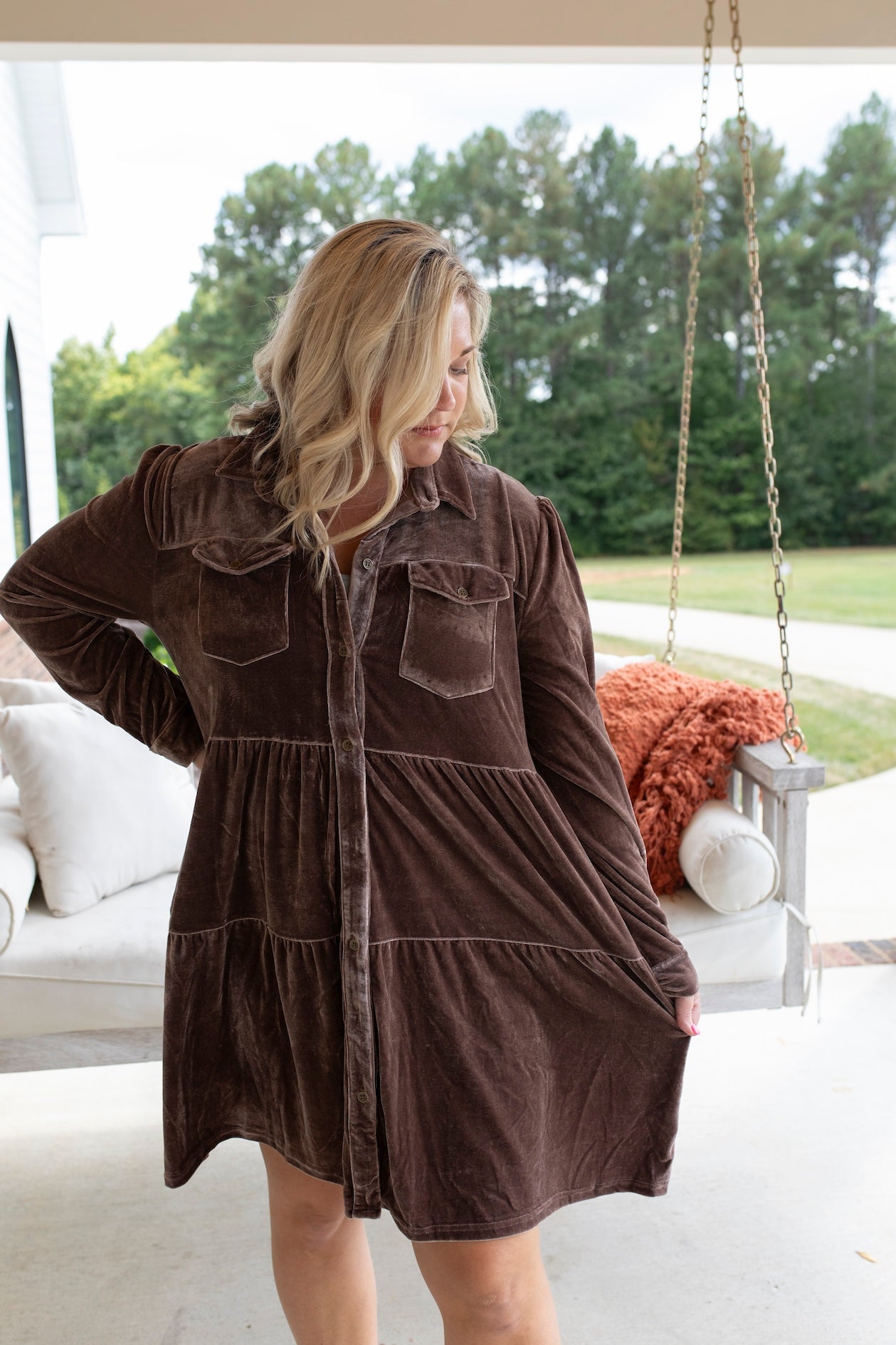 Cappuccino Velvet Dress