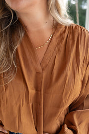 Caramel Color Metallic Blouse