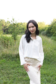 Casual Beige Denim Front Slit Skirt