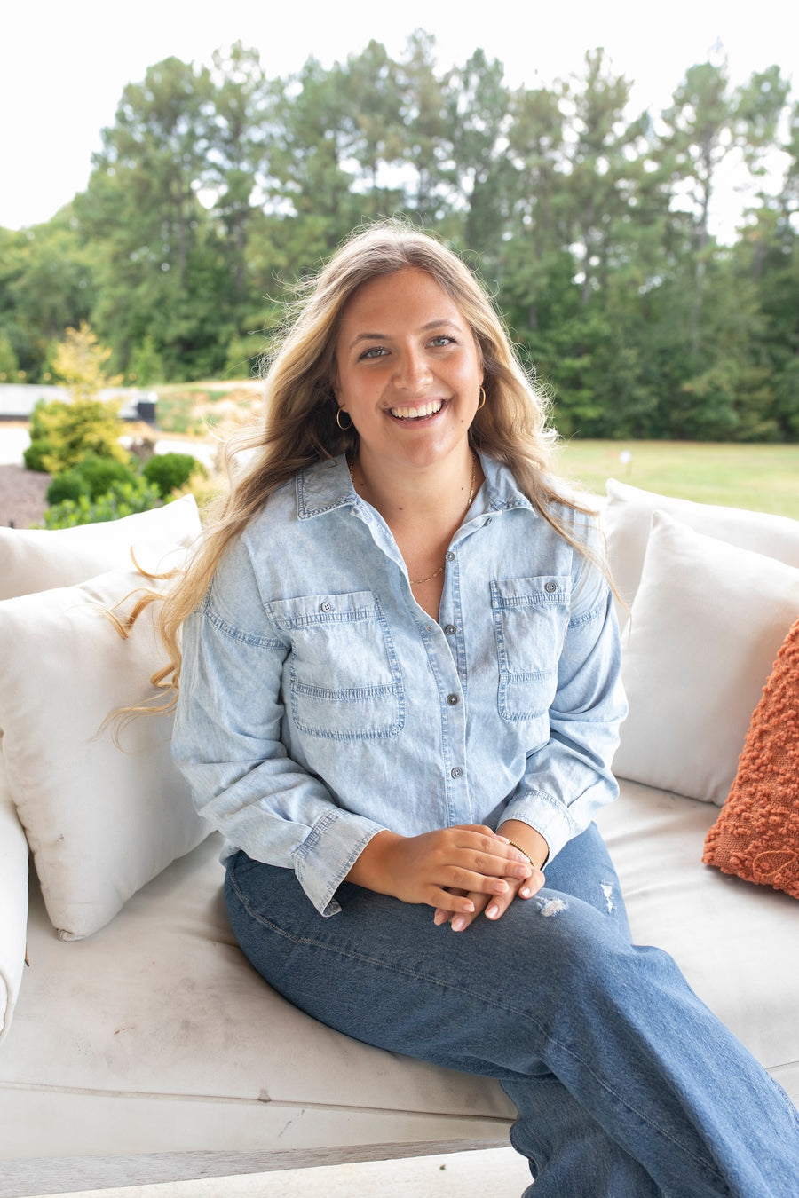 Casual Chambray Oversized Denim Top