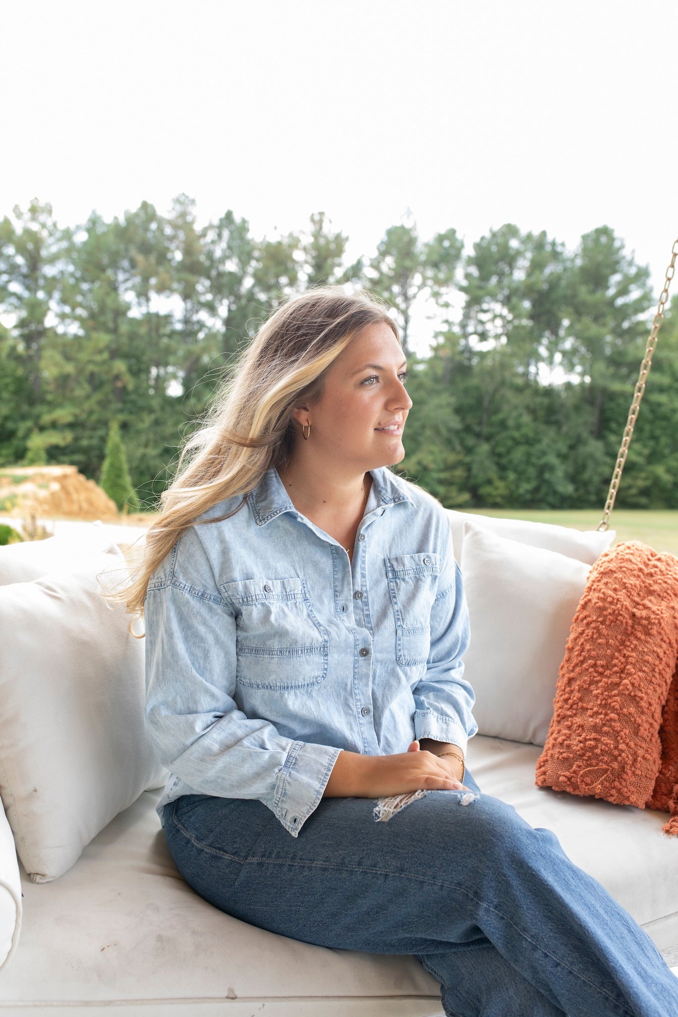 Casual Chambray Oversized Denim Top