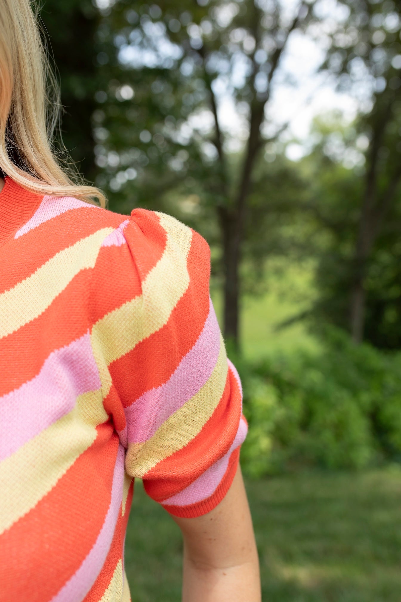 Citrus Stripe Short Sleeve Sweater