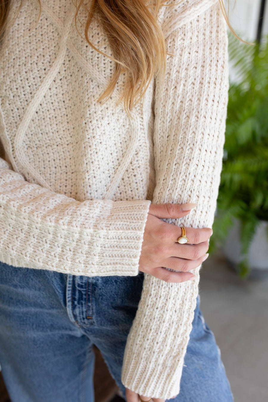 Classic Cream Cable Knit Sweater