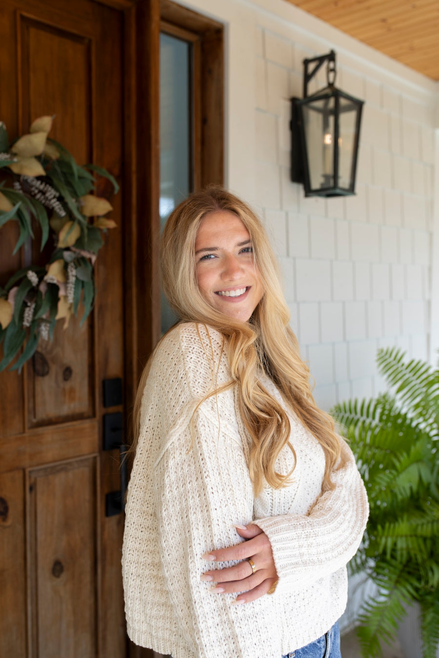 Classic Cream Cable Knit Sweater