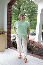 Cozy and Casual Mock Neck Top in Mint (plus)