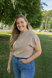 Cozy and Casual Mock Neck Top in Oatmeal