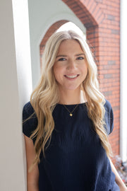 Crisp Navy Knot Blouse