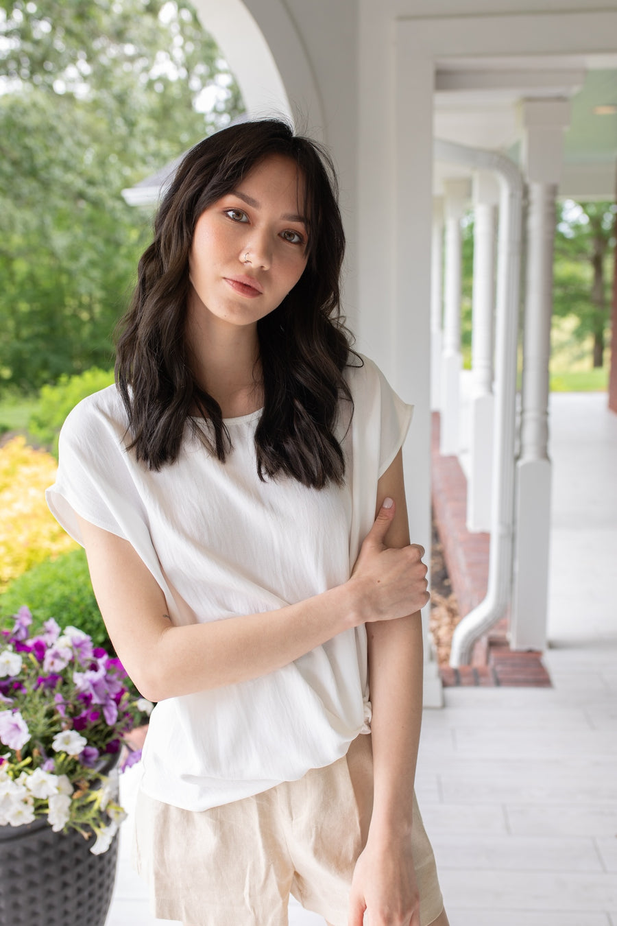 Crisp White Knot Blouse