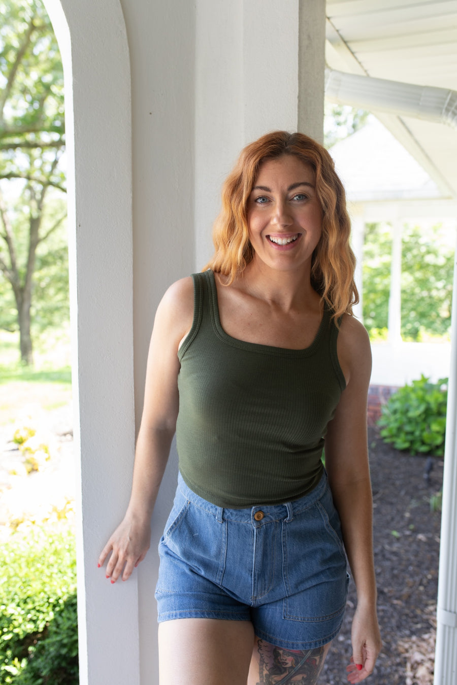 Effortless Style Cropped Tank in Olive