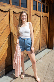 Effortless Style Cropped Tank in White