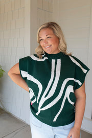 Evergreen Swirl High Neck Sweater