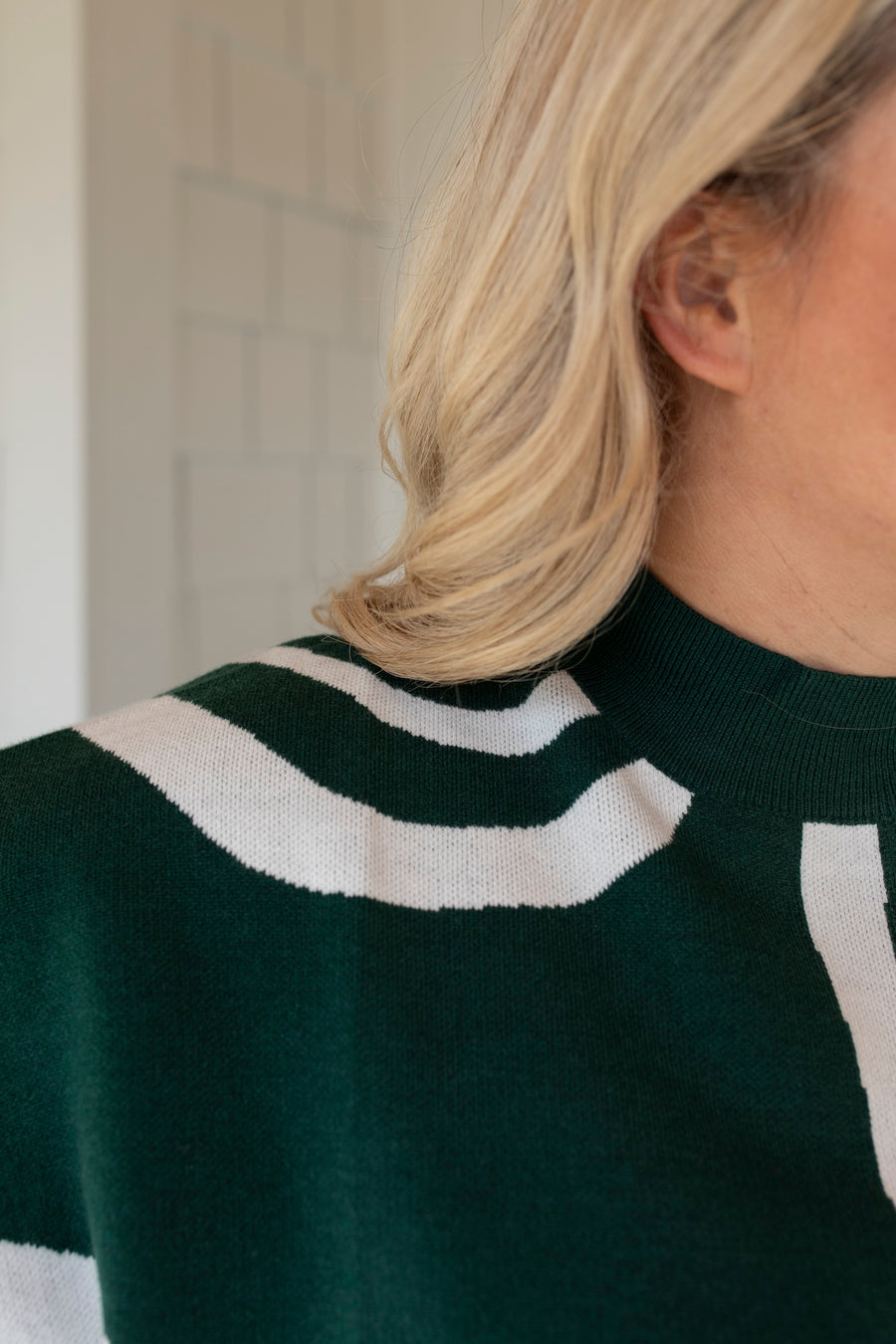 Evergreen Swirl High Neck Sweater