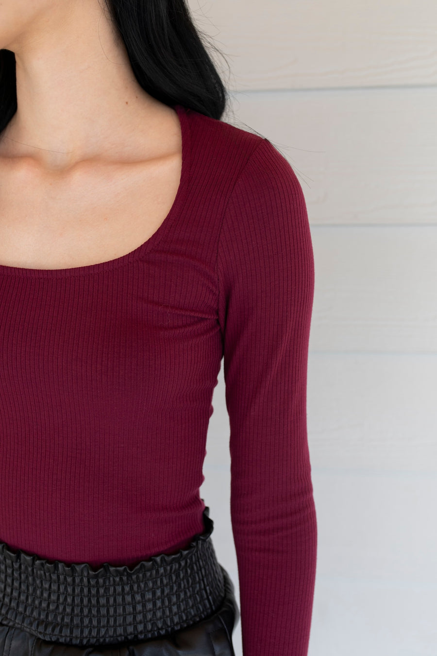 Fitted Long Sleeve Basic Top