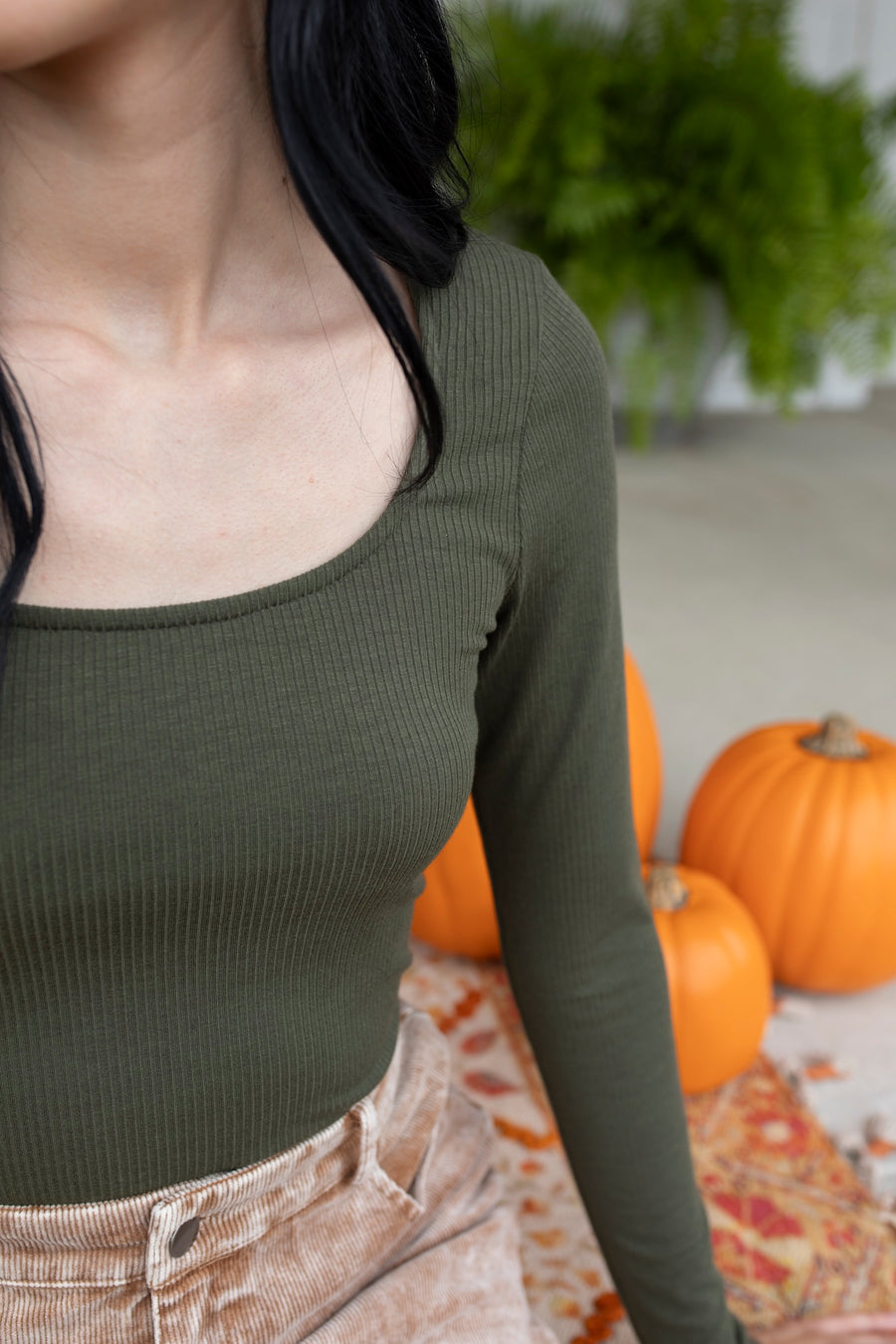 Fitted Long Sleeve Basic Top