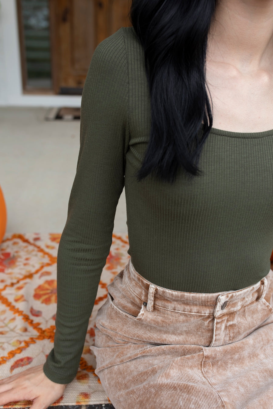 Fitted Long Sleeve Basic Top