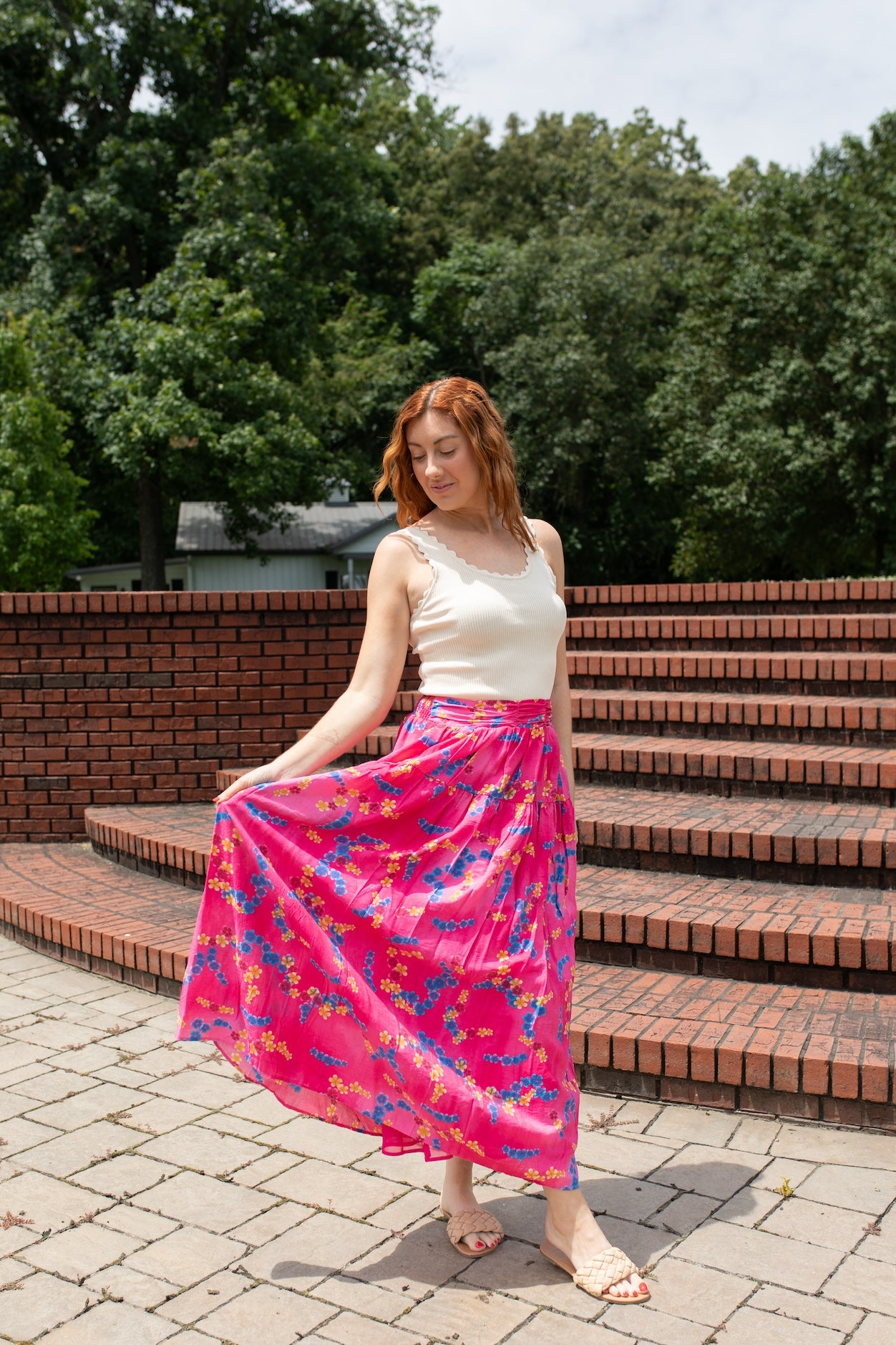 Floral Dreams Ruffle Maxi Skirt