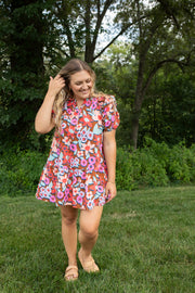 Floral Poplin Ruffle Dress