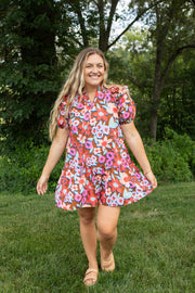 Floral Poplin Ruffle Dress