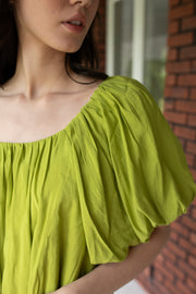 Fresh Lime Puff Sleeve Dress