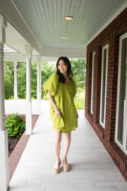 Fresh Lime Puff Sleeve Dress