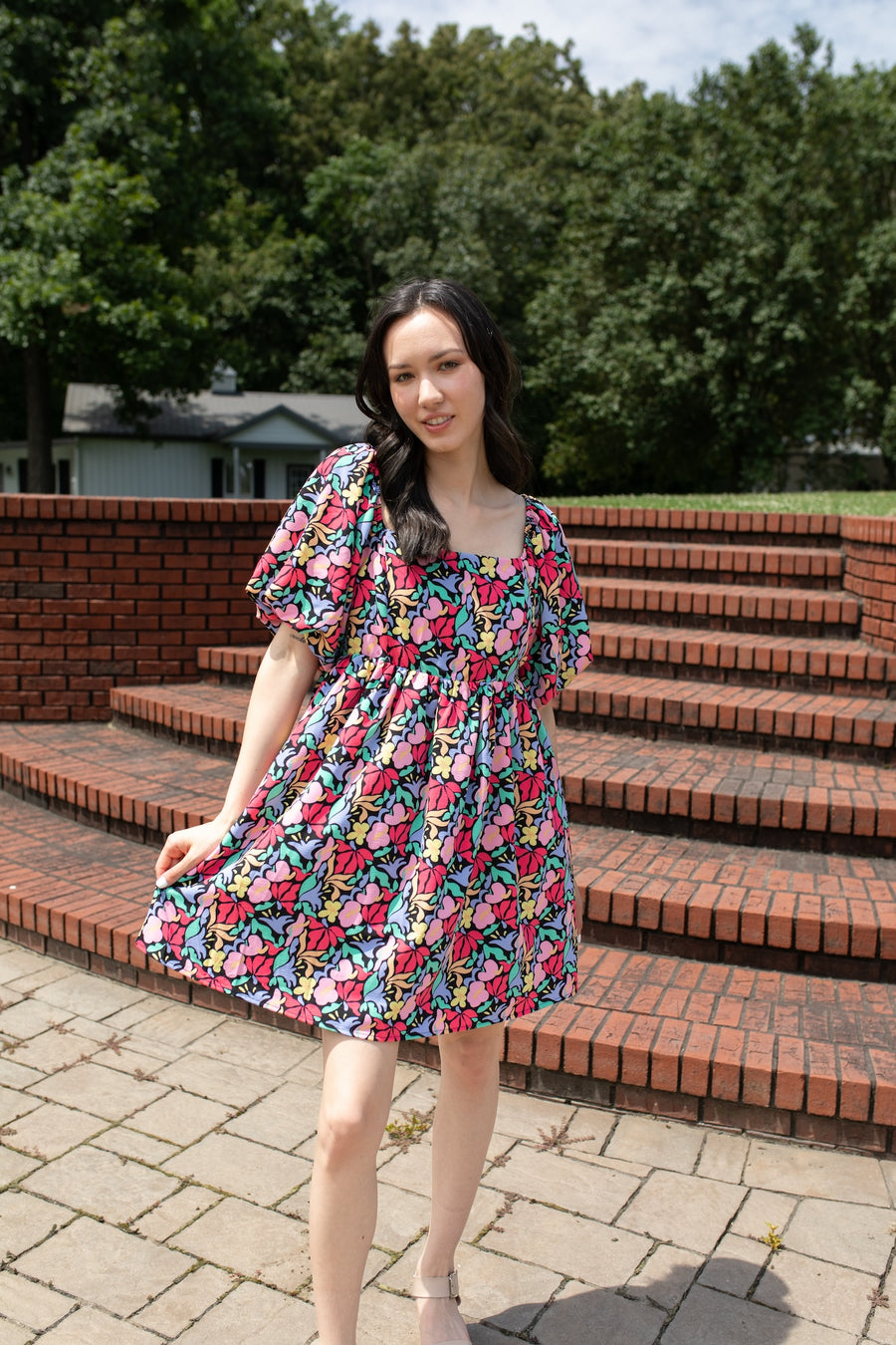 Garden Bliss Puff Sleeve Dress