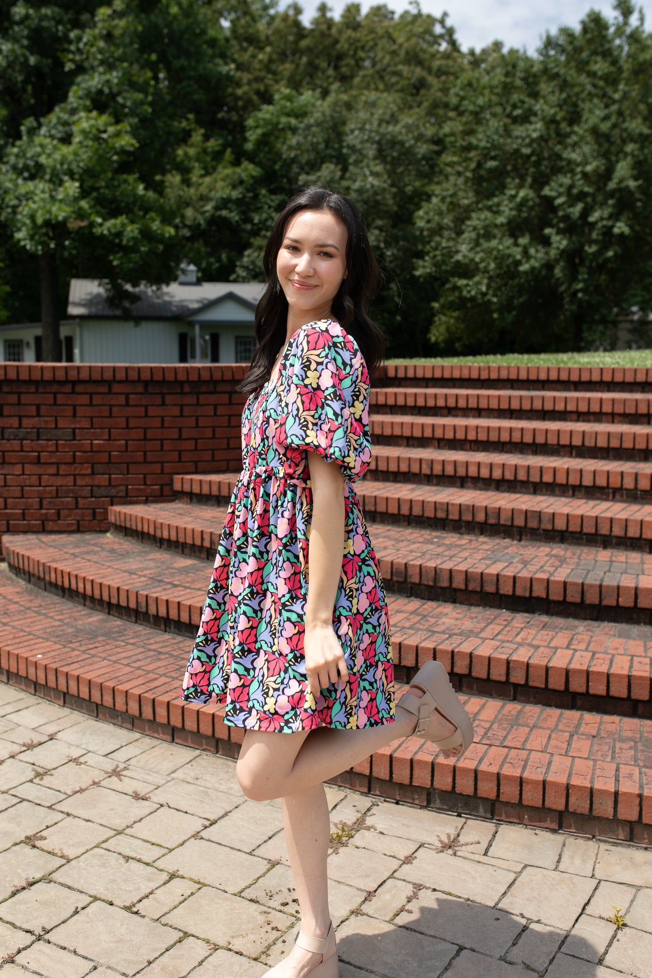 Garden Bliss Puff Sleeve Dress