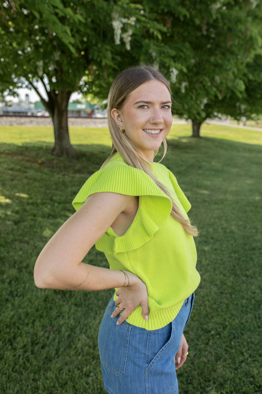 Glow Get 'Em Ruffle Knit Top