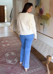 Ruffle Beige Cropped Sweater