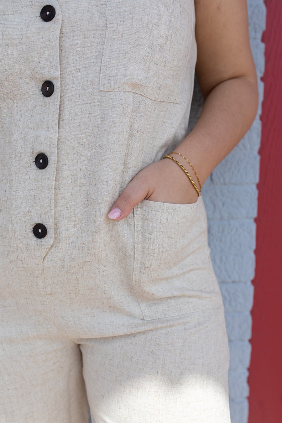 Laid-Back Linen Button Down Jumpsuit