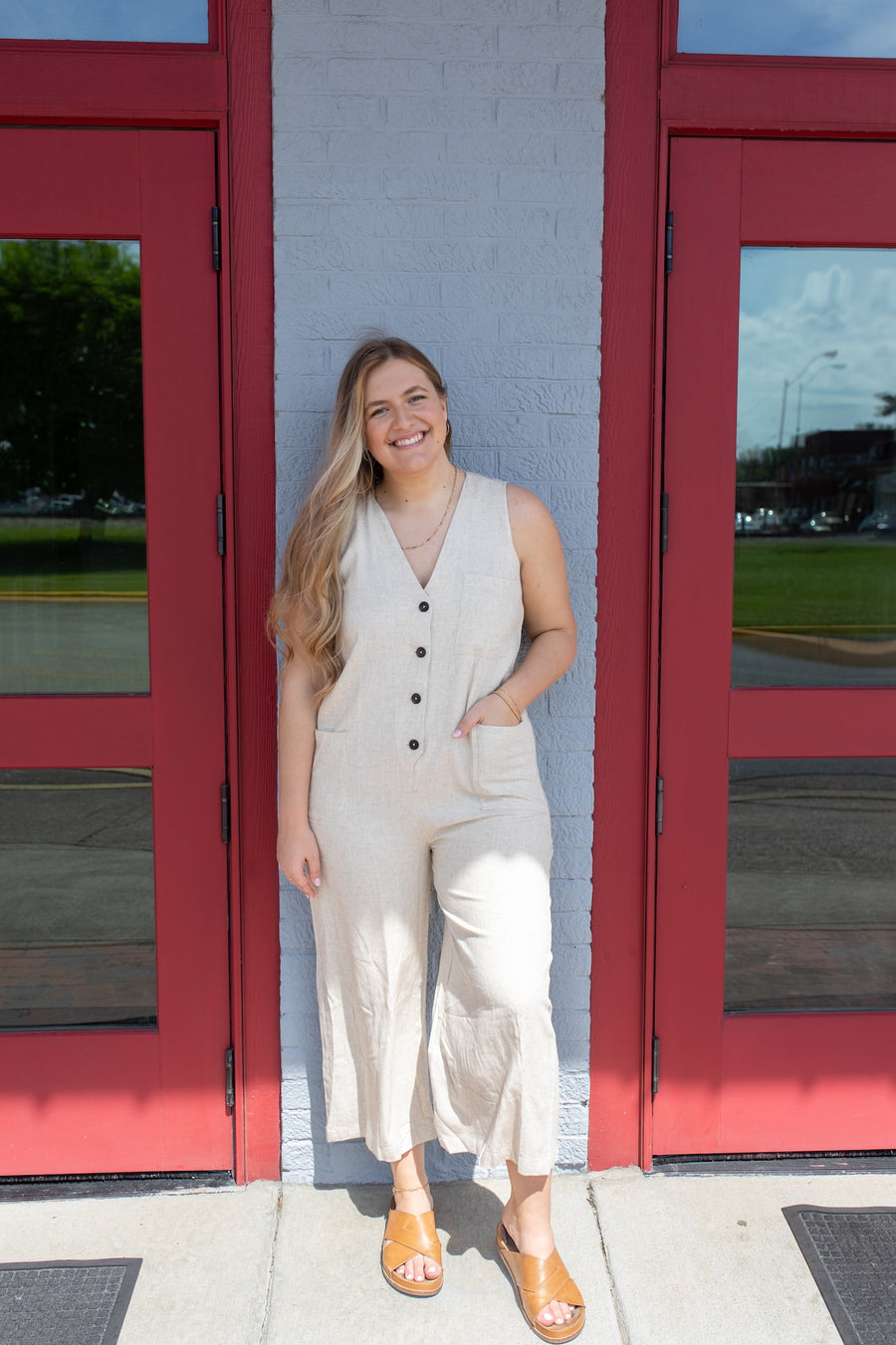 Laid-Back Linen Button Down Jumpsuit