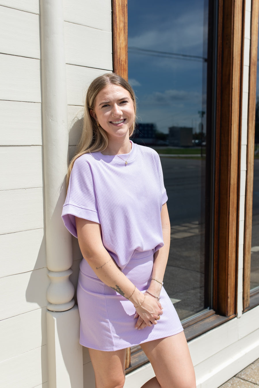 Lilac Luxe Ribbed Skirt Set