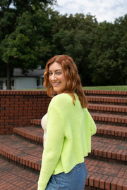 Lime on the Rim Open Cardigan