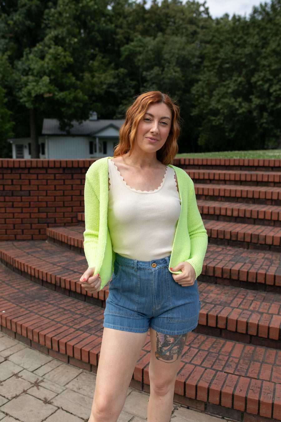 Lime on the Rim Open Cardigan