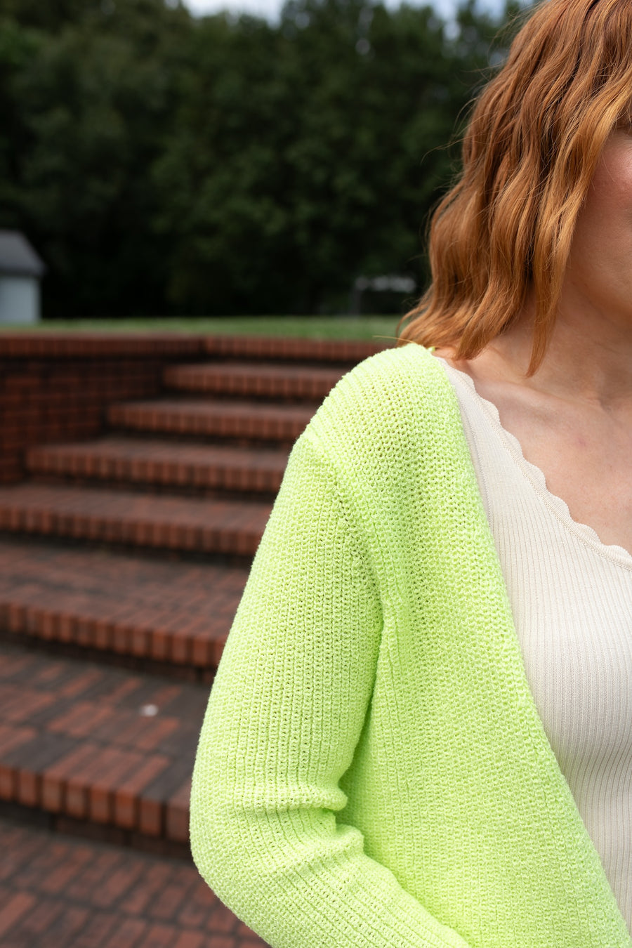 Lime on the Rim Open Cardigan