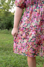 Midnight Blossoms Shimmer Dress