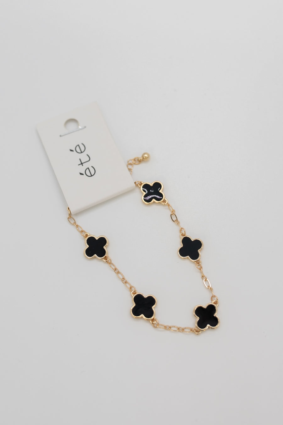 Midnight Clover Gold Chain Bracelet