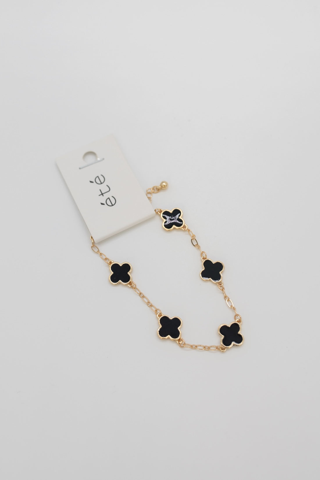 Midnight Clover Gold Chain Bracelet