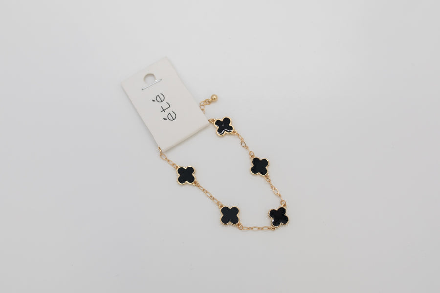 Midnight Clover Gold Chain Bracelet