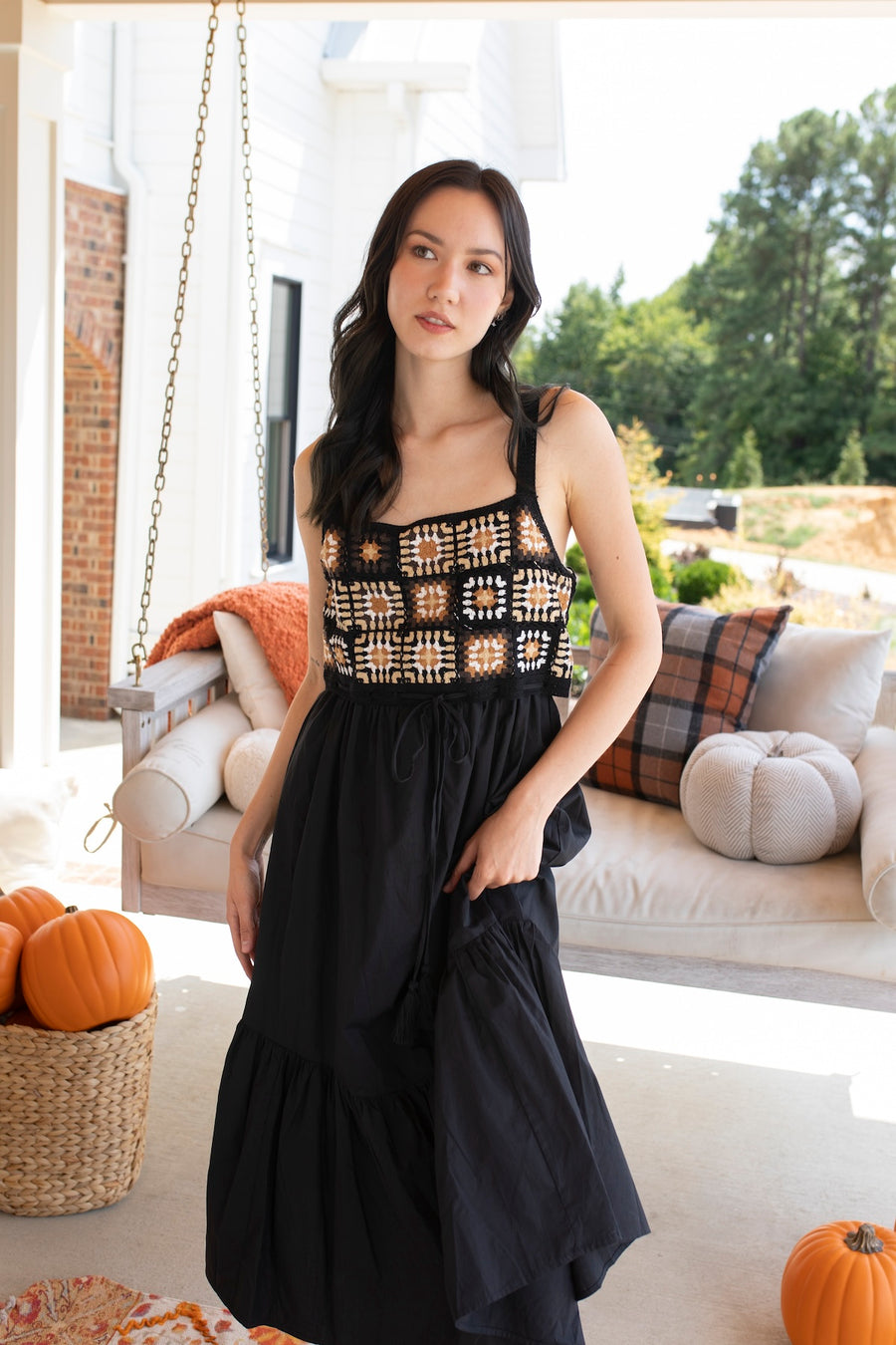 Midnight Crochet Patterned Dress